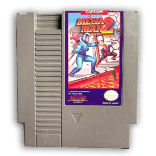 Mega Man 2 NES cover art showcasing Mega Man in action.