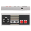 A close-up view of the NES Wireless Controller, showcasing its ergonomic design and responsive buttons for the NES Classic Edition.