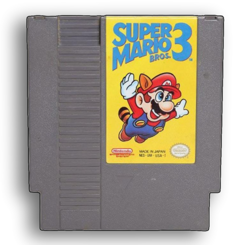 Screenshot of Super Mario Bros 3 NES gameplay with Mario jumping over a Koopa Troopa.